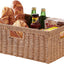 Cesta mimbre asas para estante rectangular amarillo