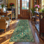 Tapete bohemio antiderrap 2x6ft baño pasillo verde oscuro