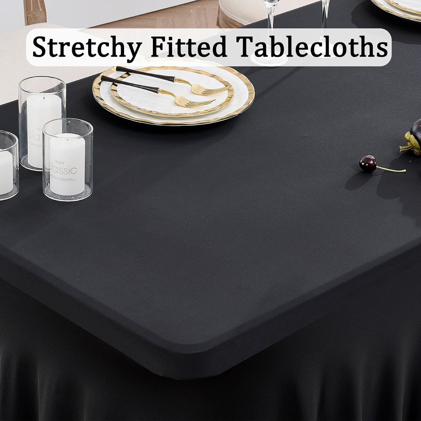 2 Manteles Spandex Negro para Mesa 8ft Ajustables Sin