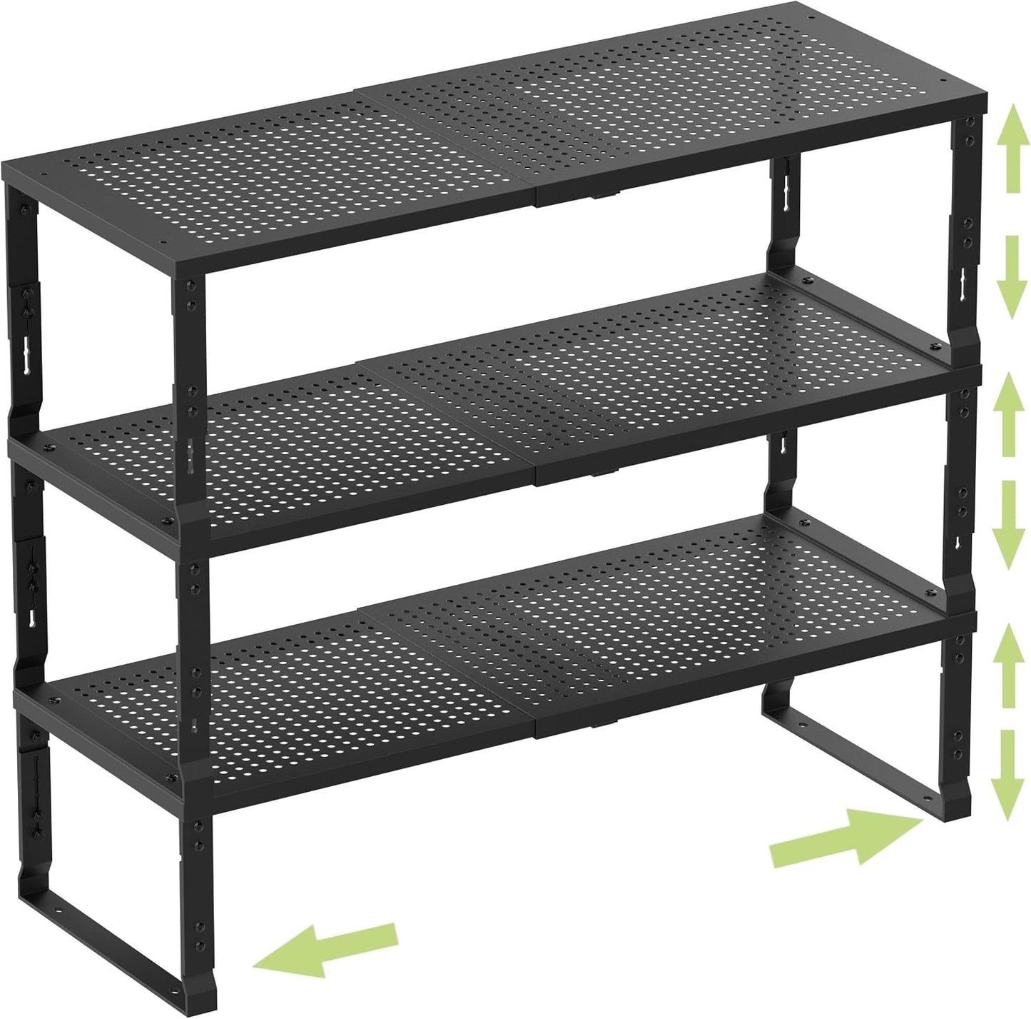Estantería metal ajustable apilable set 3 negro