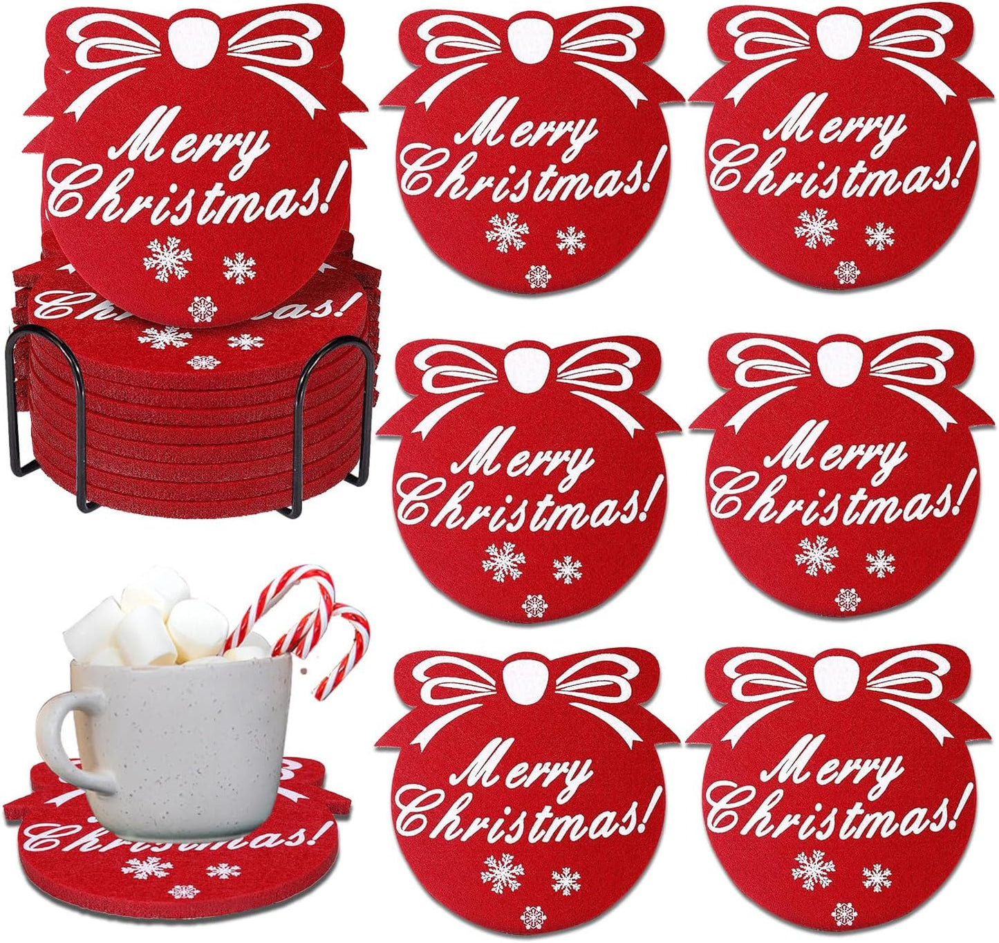 12 Pzas Posavasos Fieltro Navideños Absorbentes