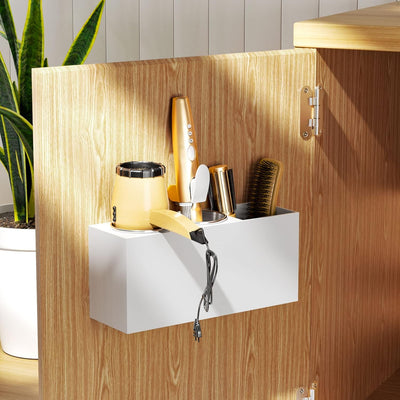 Organiz. herramientas peinado pared soporte baño blanco