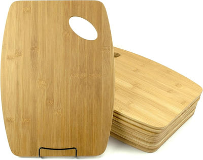 Set 12 Tablas Cortar Bambú 15x11pulg Bandejas Madera Blanca