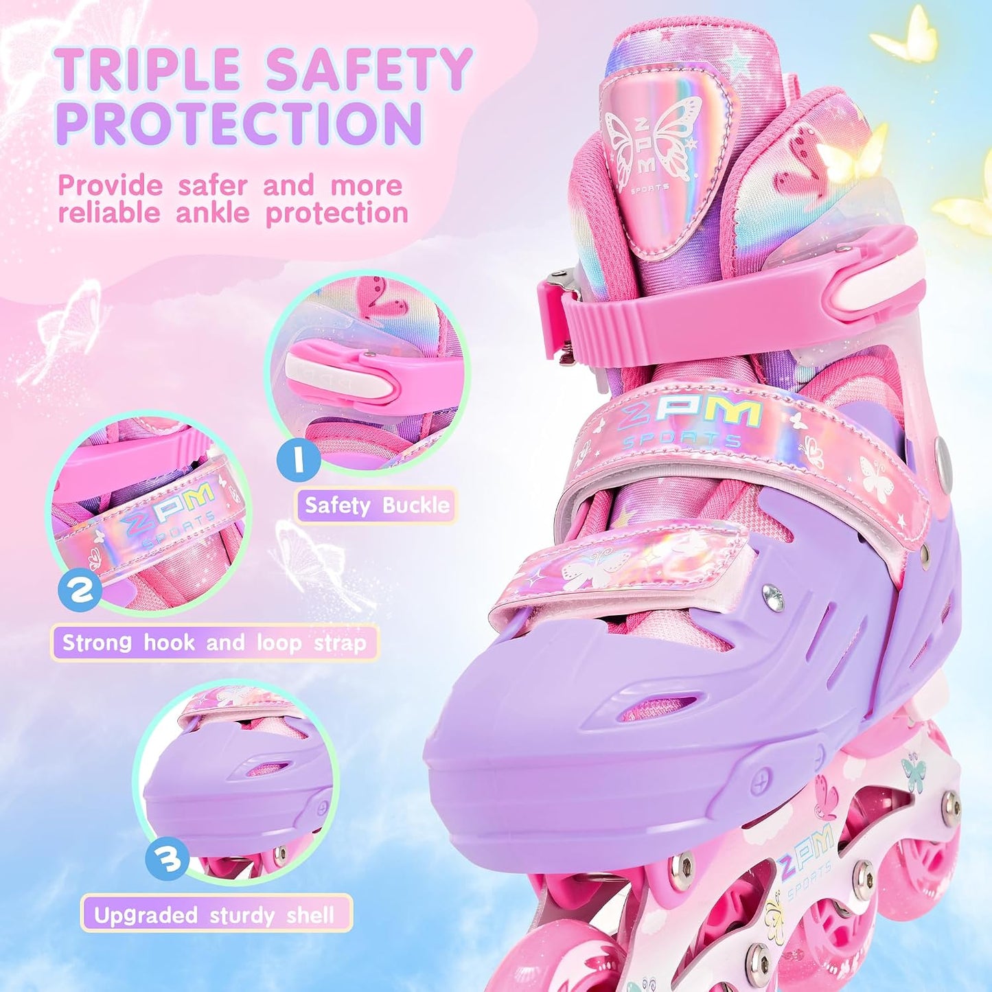 Patines en línea niños 3-12 ruedas iluminadas ajustables