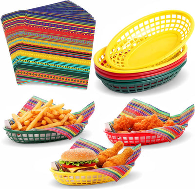 Decoraciones de Cinco de Mayo 56 unidades cestas y bandejas para fiesta mexicana