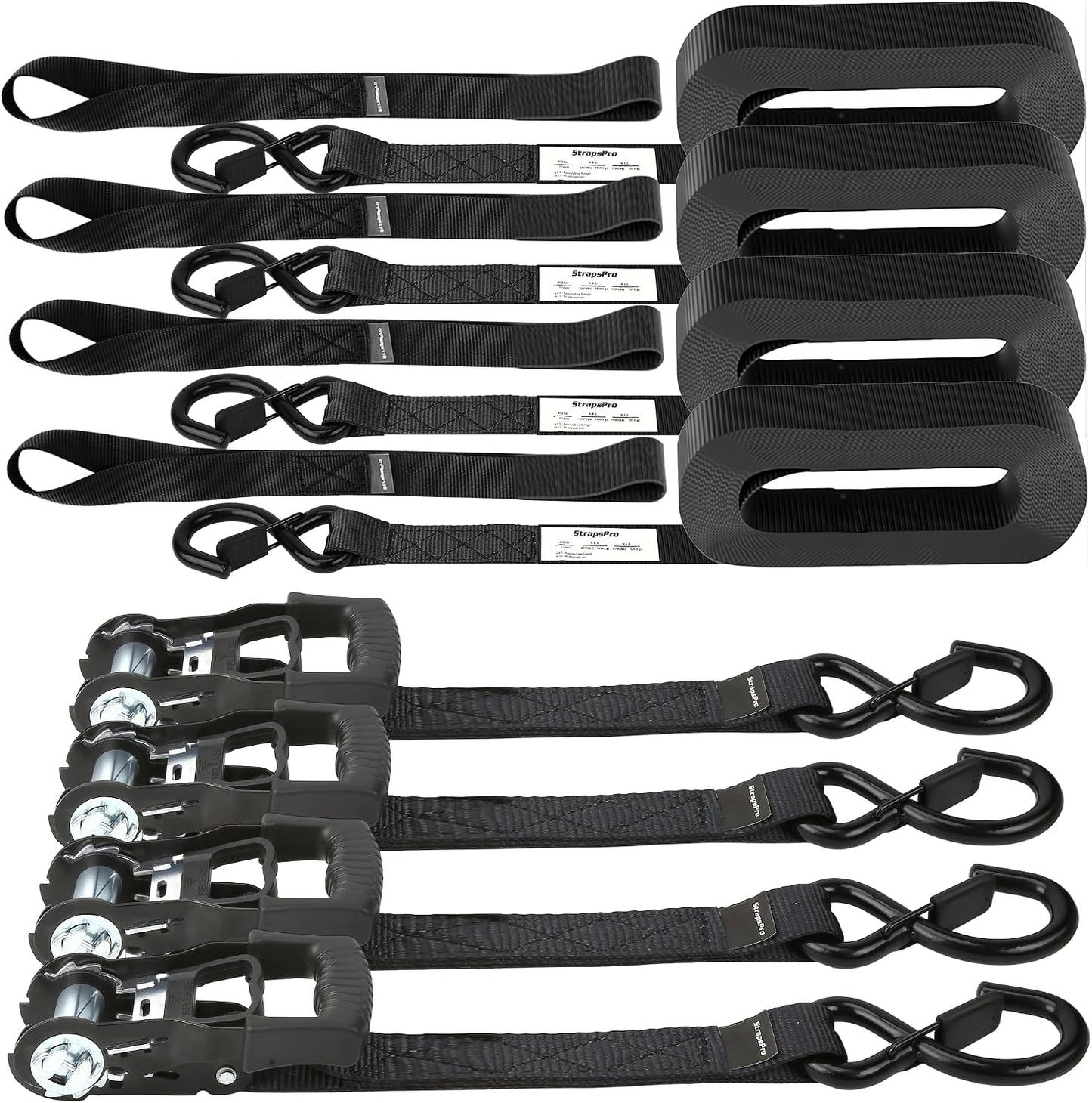 Correas trinquete 1pulg x15ft 2317lb pack 4 negras