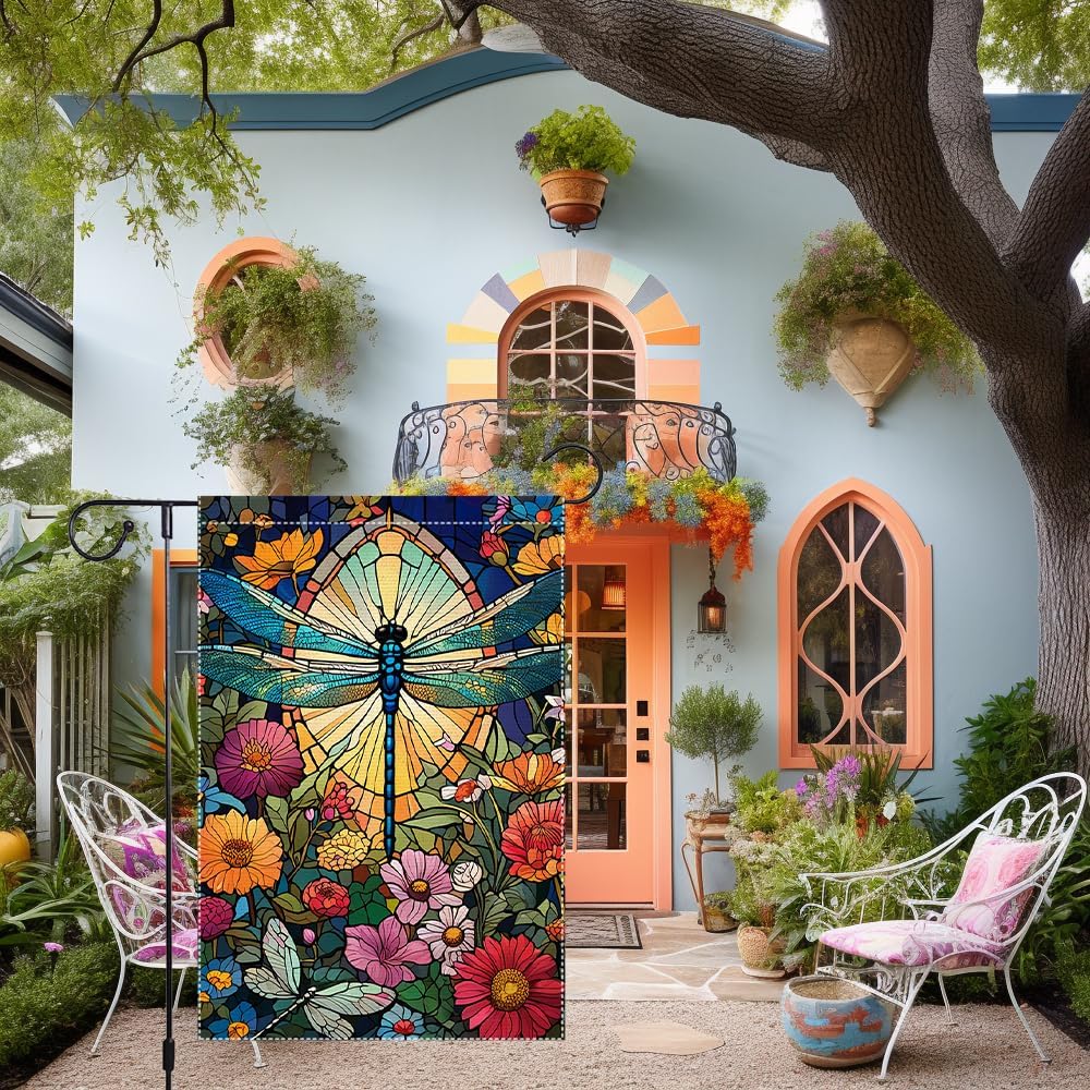 Bandera jardín estilo retro floral doble cara rústica