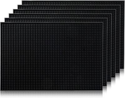Alfombrilla goma negra 18x12pulg coctelero 6 Pzas
