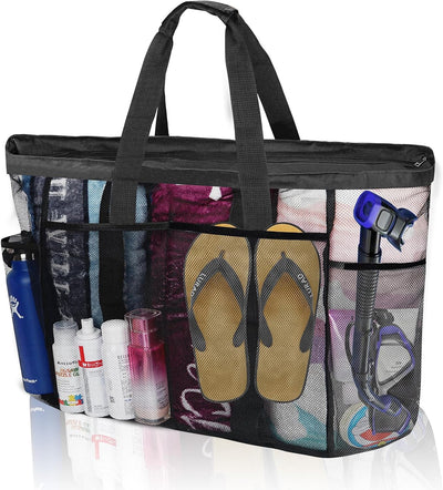 Bolsa playa para mujer con red para viaje y vacaciones