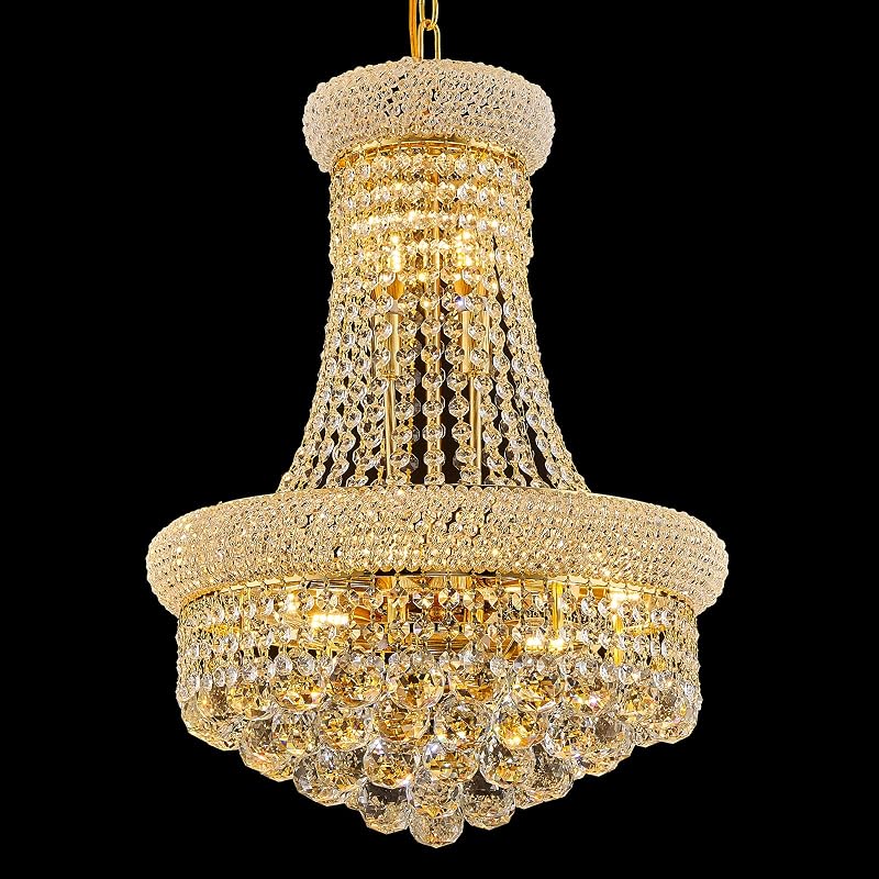 Luz Araña Cristal Imperio Dorado para Vestíbulo