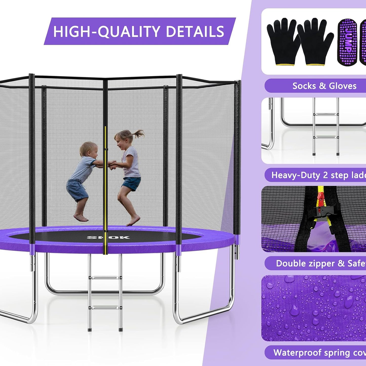 Trampolín para niños y adultos 400lbs con red ASTM