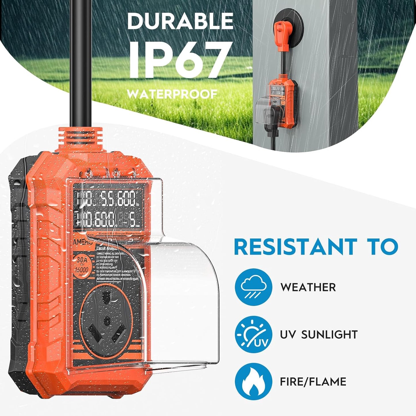 Protector sobretensiones RV 30A IP67 LED