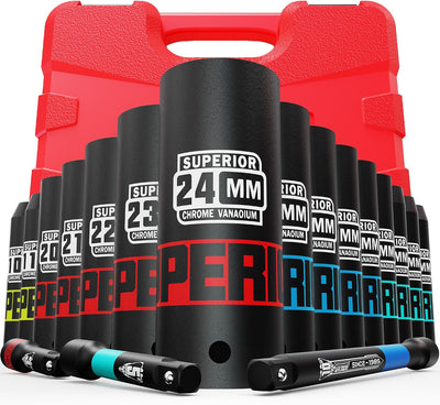 Set 18 Pzas 1/2" acero CR-V con barras 7.6cm 12.7cm 25.4cm