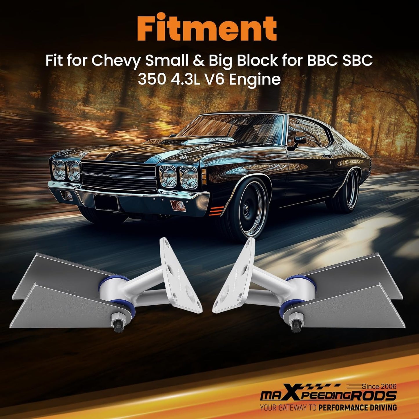 Kit montaje motor Chevy SBC BBC 3L V6 acero plateado