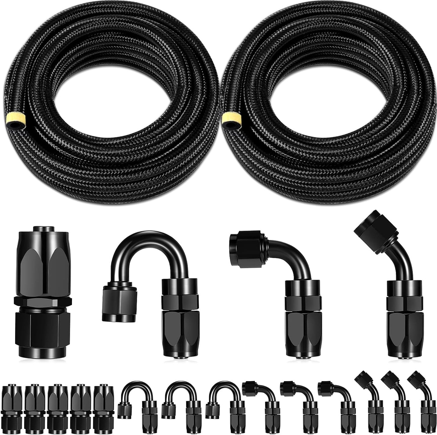 Kit 2 mangueras combustible 6AN 40pies 20 adaptadores