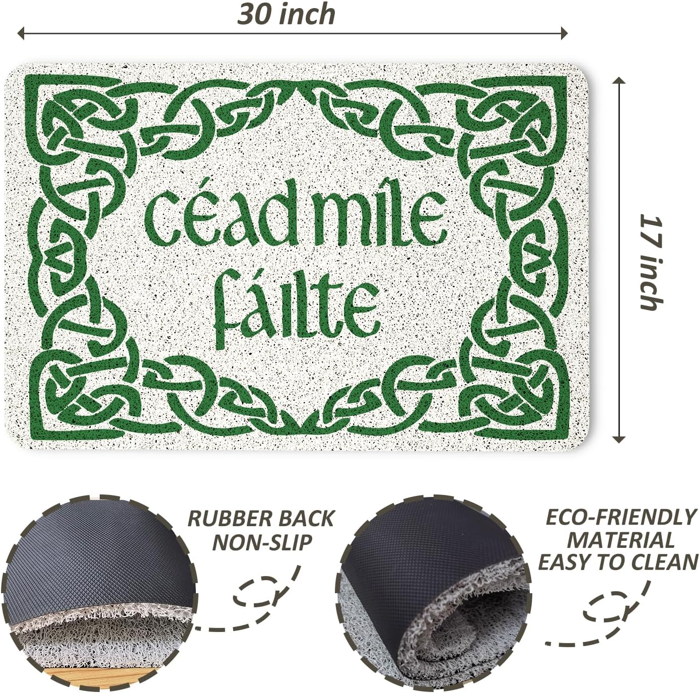 Felpudo irlandés 17x30" color Céad Míle Fáilte