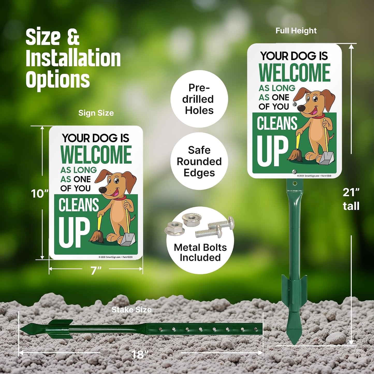 Letrero aluminio patio Clean Up After Your Dog 21.5"