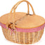 Cesta picnic mimbre forro tapa dividida asa plegable vintage