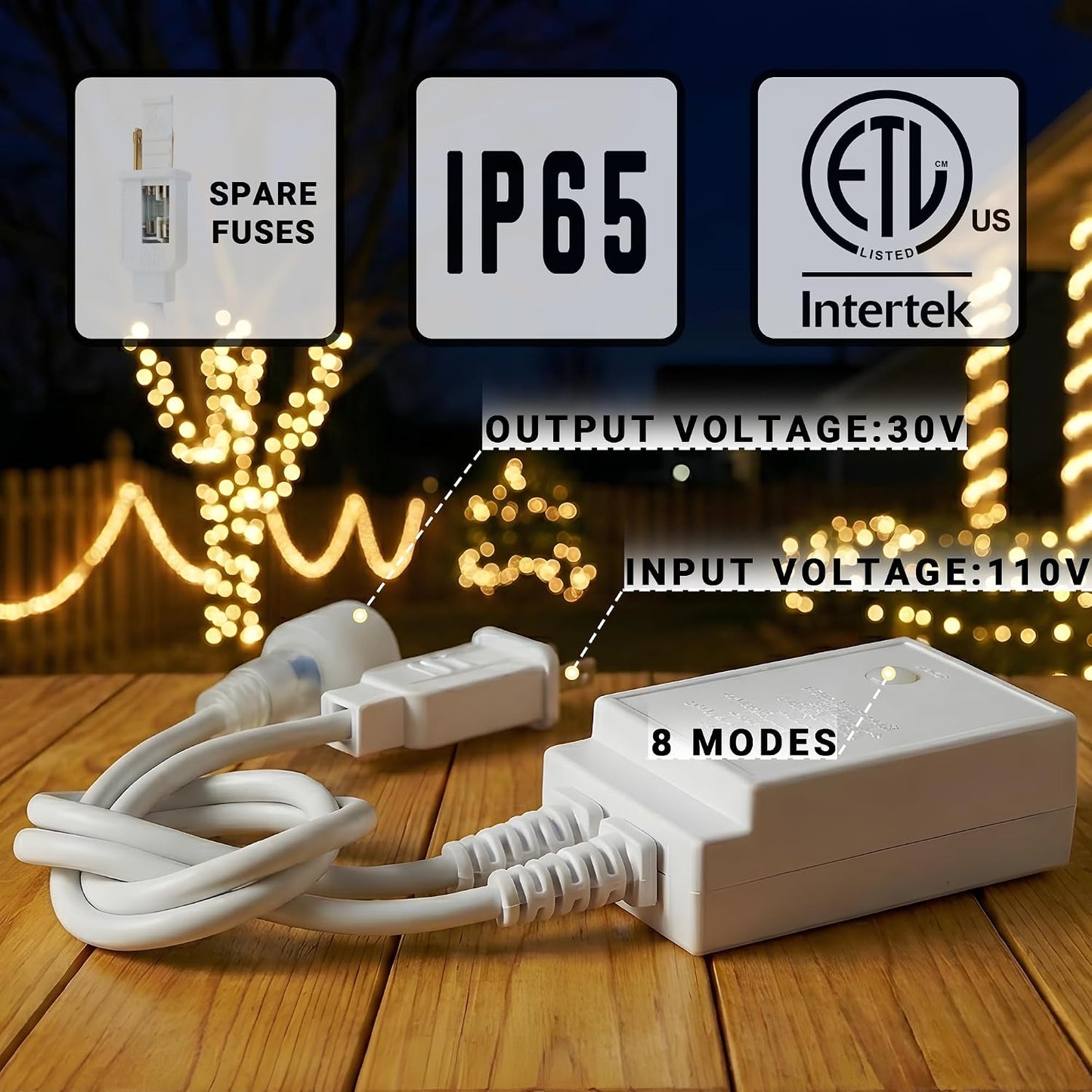 Tira luces LED impermeable 100pies exterior jardín