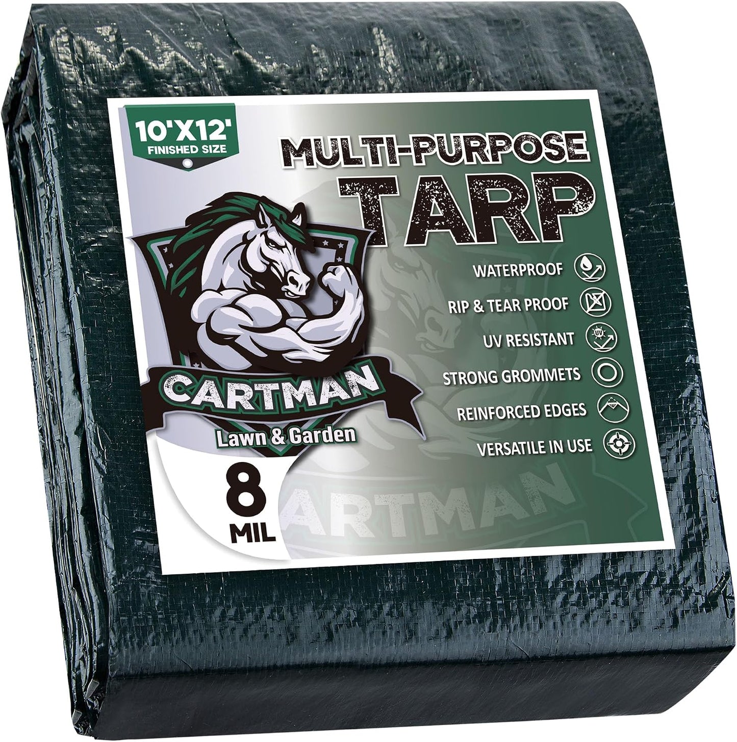 Lona verde impermeable 10x12ft 8mil cubierta multiusos
