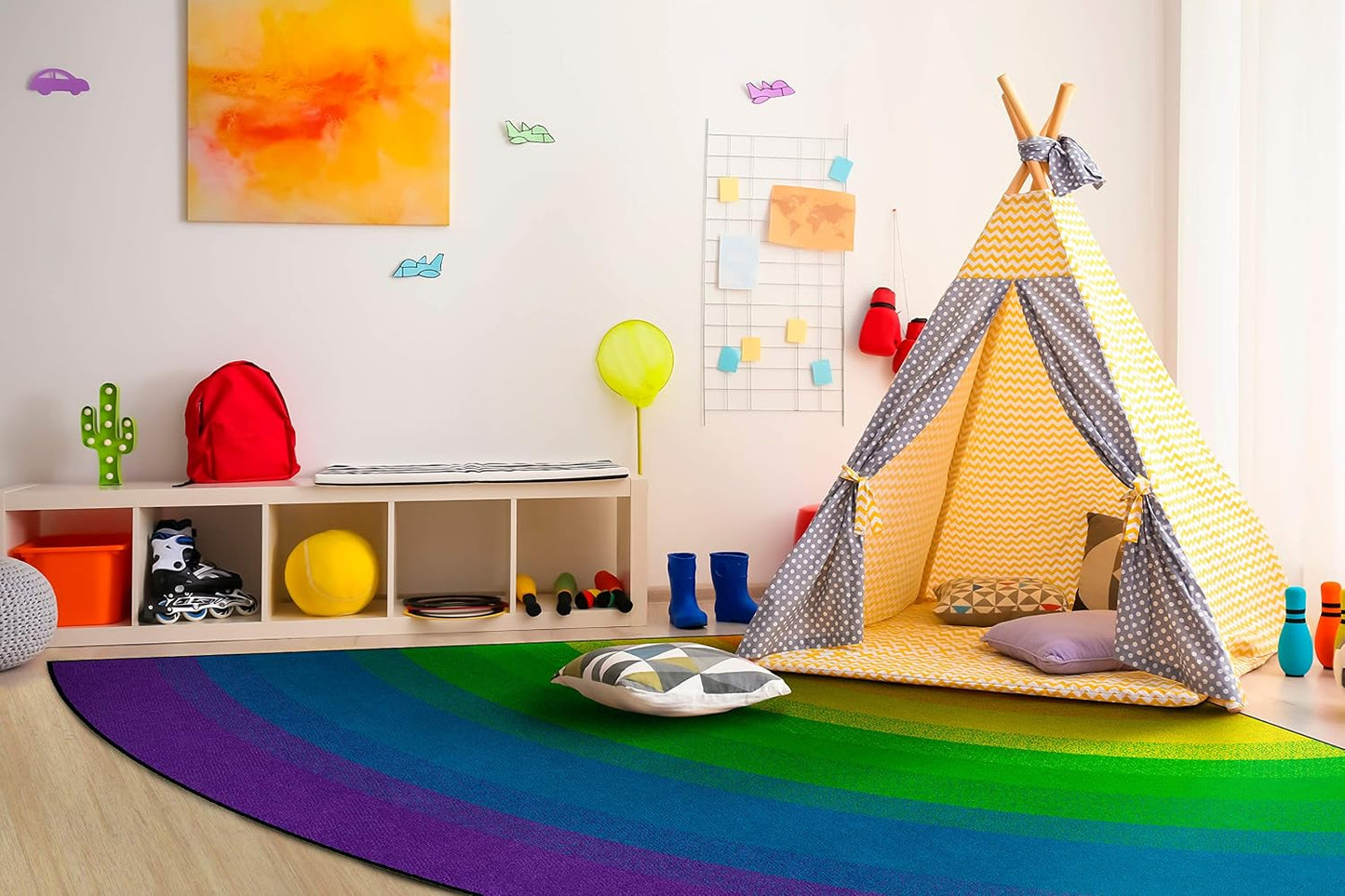 Alfombra arcoíris para aula niños 6ft cuarto círculo