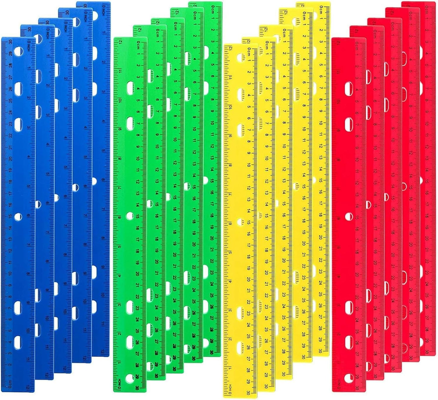 Set 96 Reglas Plástico Coloridas 12pulg Medición Hogar Oficina