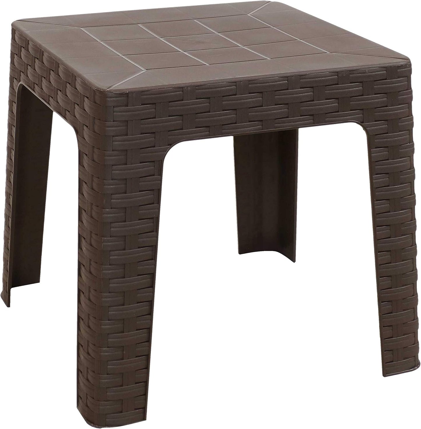 Mesa auxiliar cuadrada plástico exterior color marrón