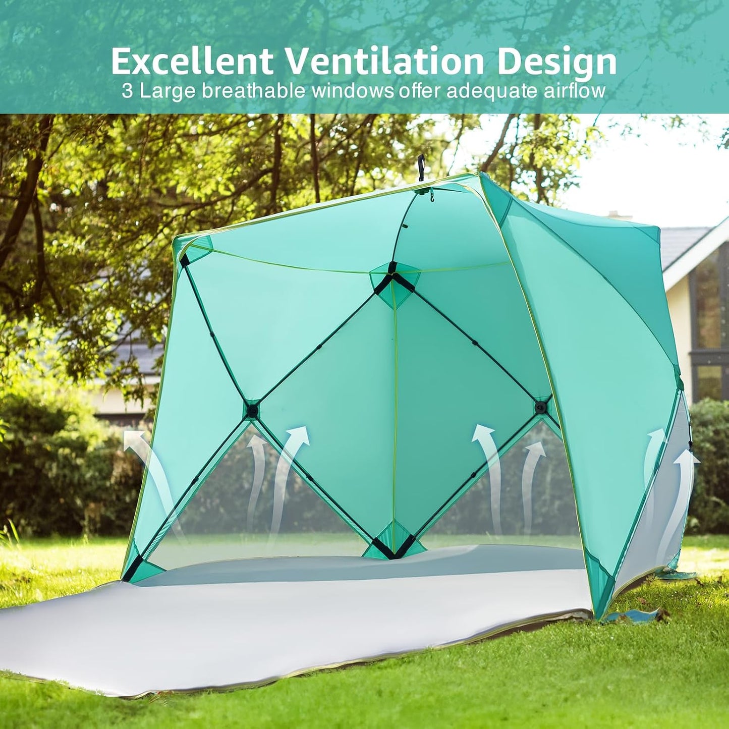 Refugio solar UPF50 para 4 personas impermeable verde menta