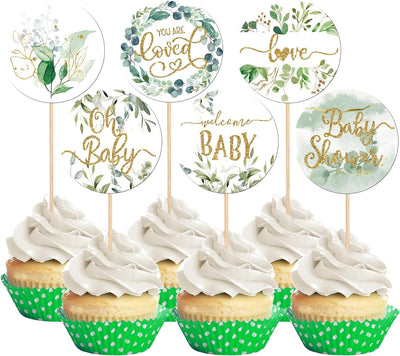 36 Pzas Decoración Cupcakes Baby Shower Bosque Amor Bienvenida