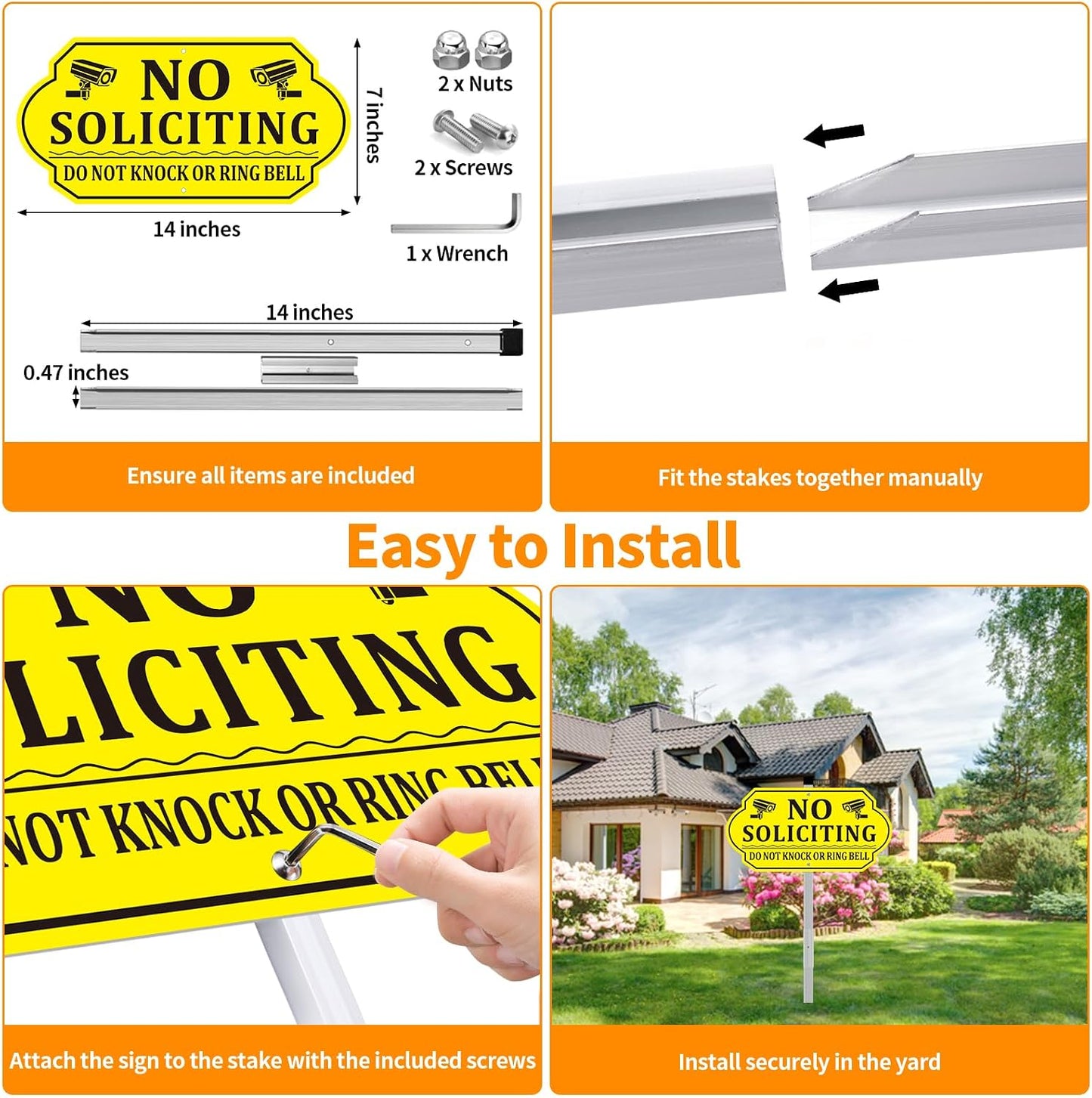 Letrero No Soliciting aluminio 28" resistente UV