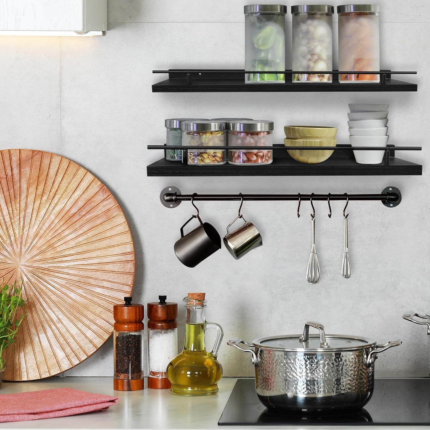 Estantes flotantes madera para cocina baño dormitorio