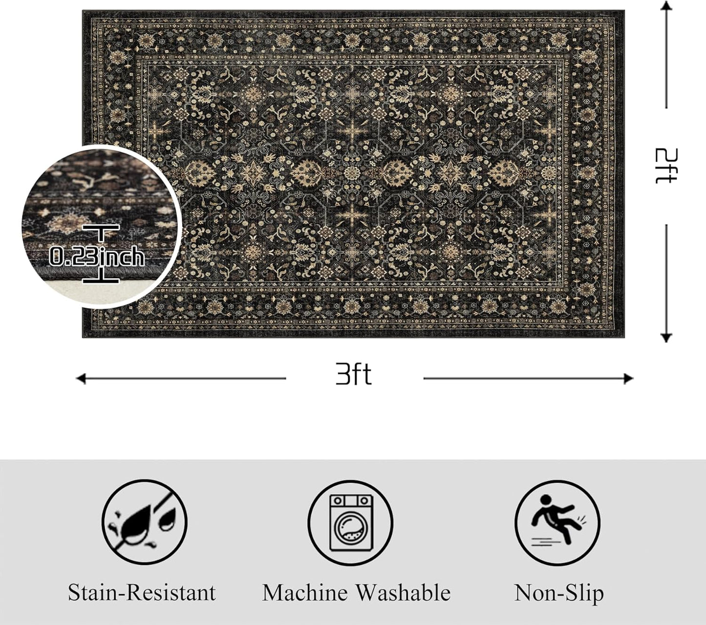 Alfombra antiderrap lavable suave 2x3pulg