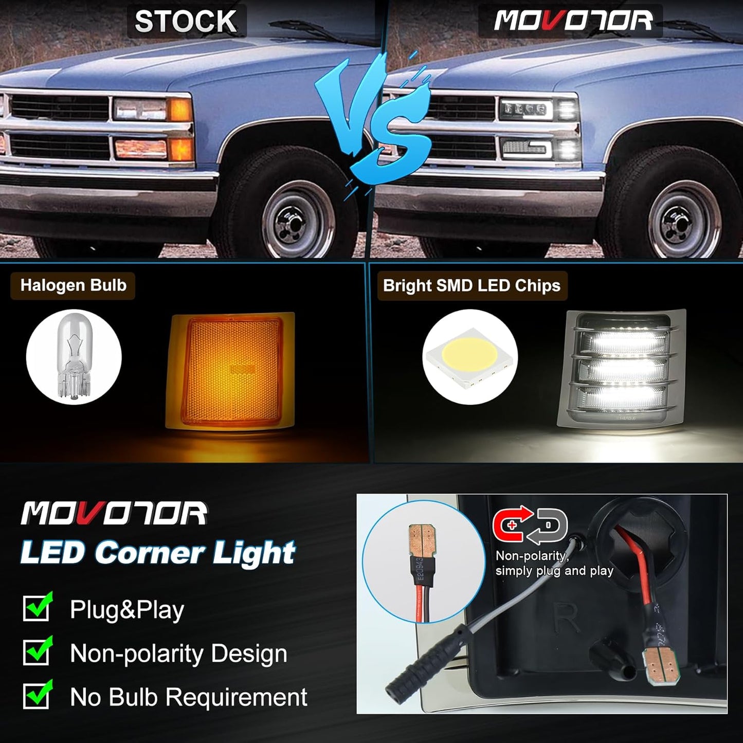 Luces laterales LED secuencial blancas para Chevy C/KC10