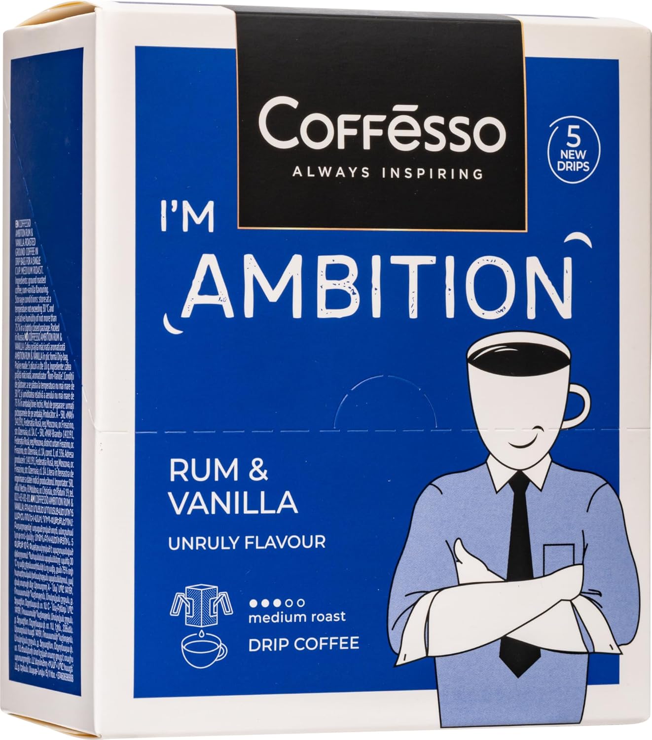 Bolsas de café para goteo Coffesso con notas de ron y vainilla 5 unidades