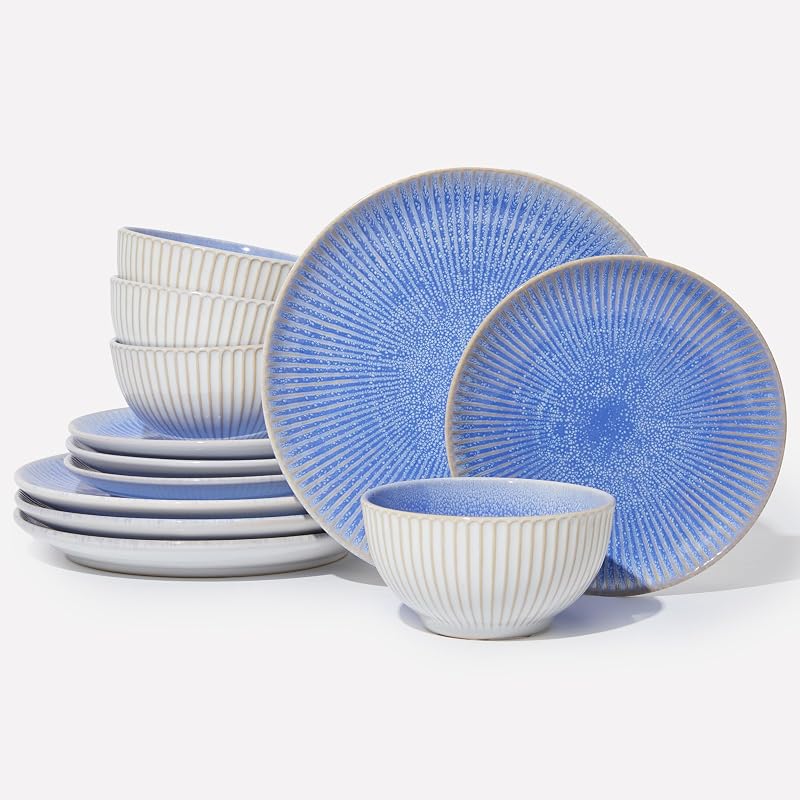 Set platos cuencos cerámica esmalte reactivo resistente