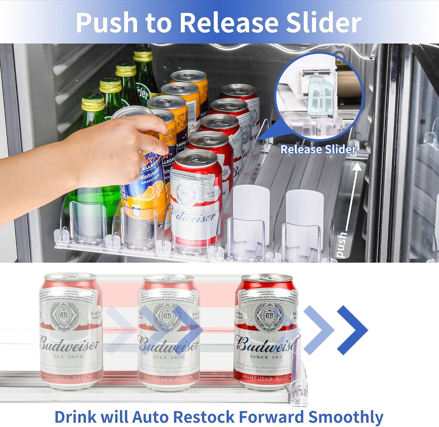 Dispensador latas soda 5 filas 25 latas empujador 12-16oz