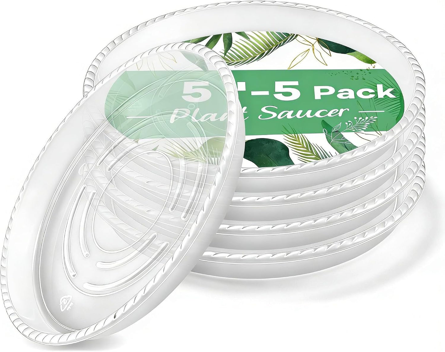 5 Pzas Bandejas Plástico 5-15pulg para Macetas y Recogedor Agua