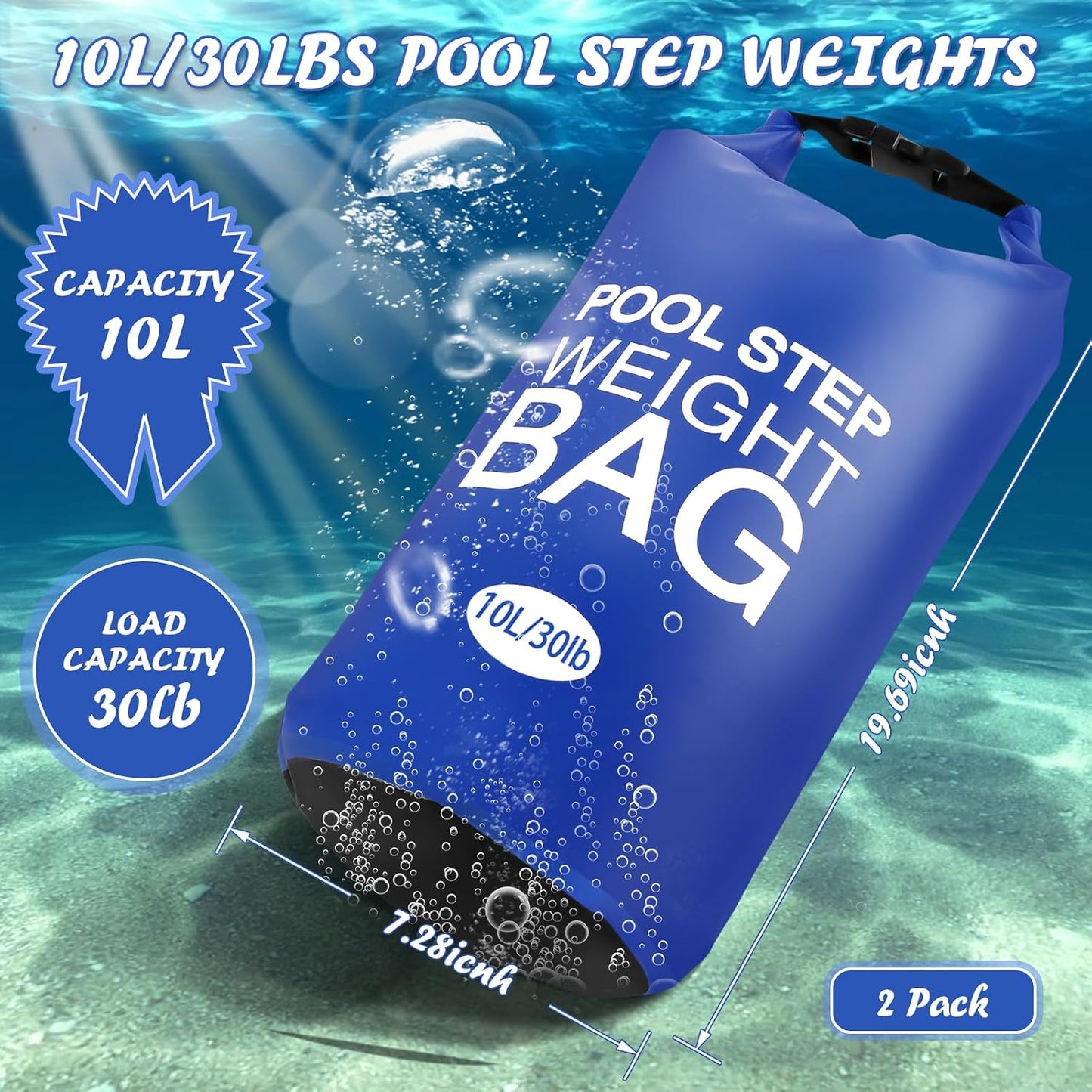 Pesas escalera piscina 30lb 2 bolsas arena PVC azul