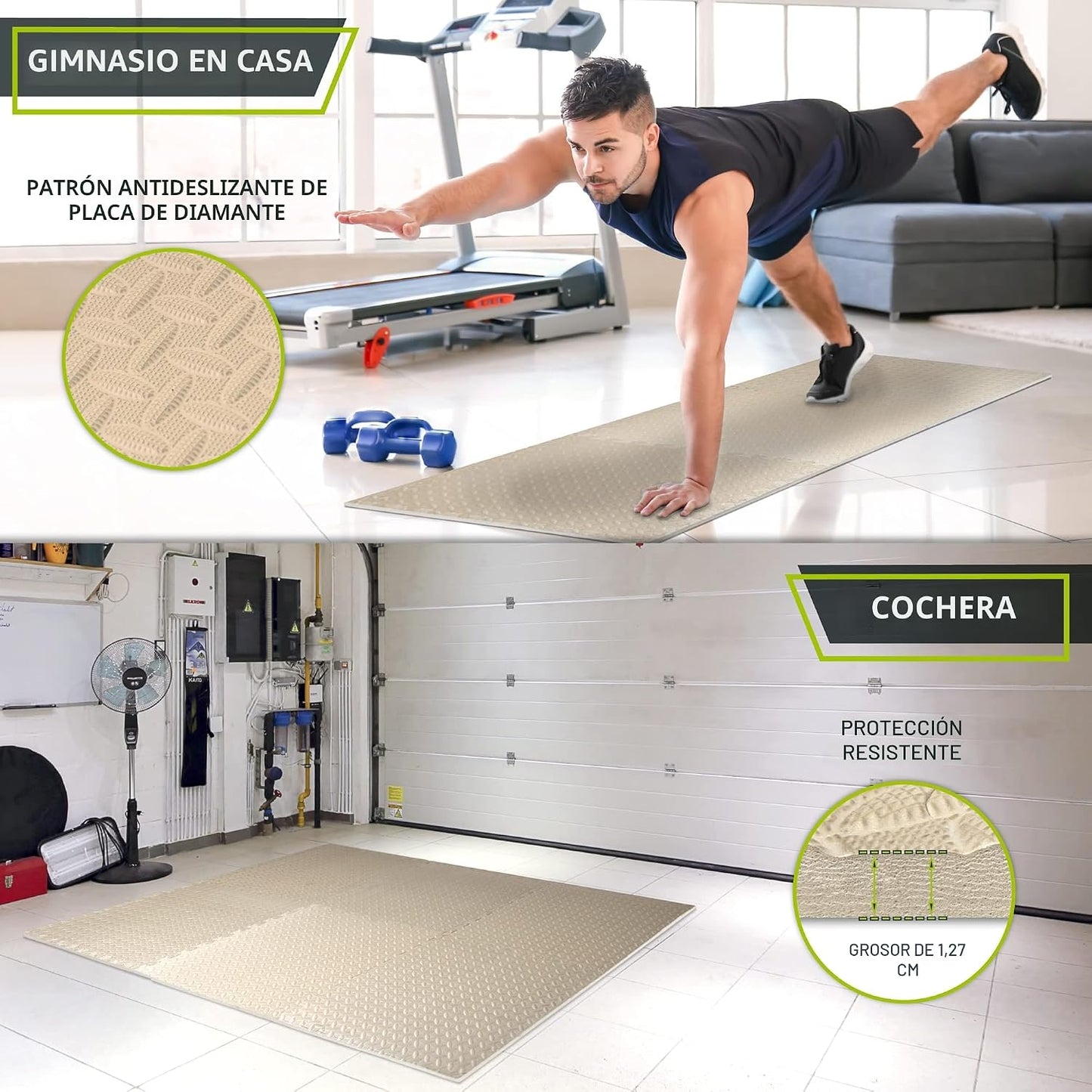 Tapete ejercicio espuma EVA 24x24pulg 24pies2