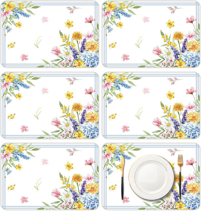 Manteles individuales de plástico con hortensias 11 x 16 pulgadas