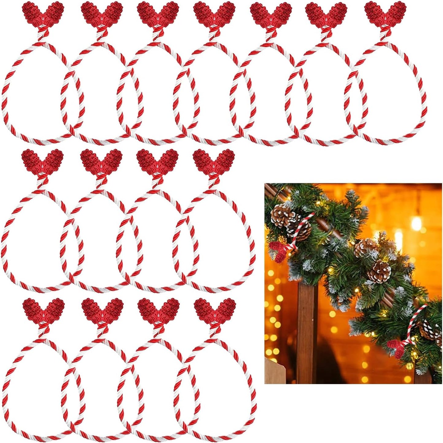 15 lazos guirnalda San Valentín reutilizables rojo y blanco