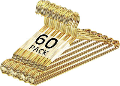 60 Perchas Acero Inox 17.7pulg Gancho Redondo Dorado