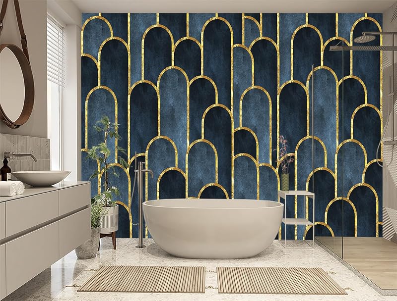 Papel pintado texturizado geométrico dorado 154x105"