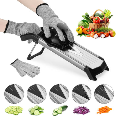 Cortador mandolina 5en1 acero inox seguro para verduras