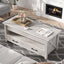 Mesa auxiliar retro con cajones y compartimento gris