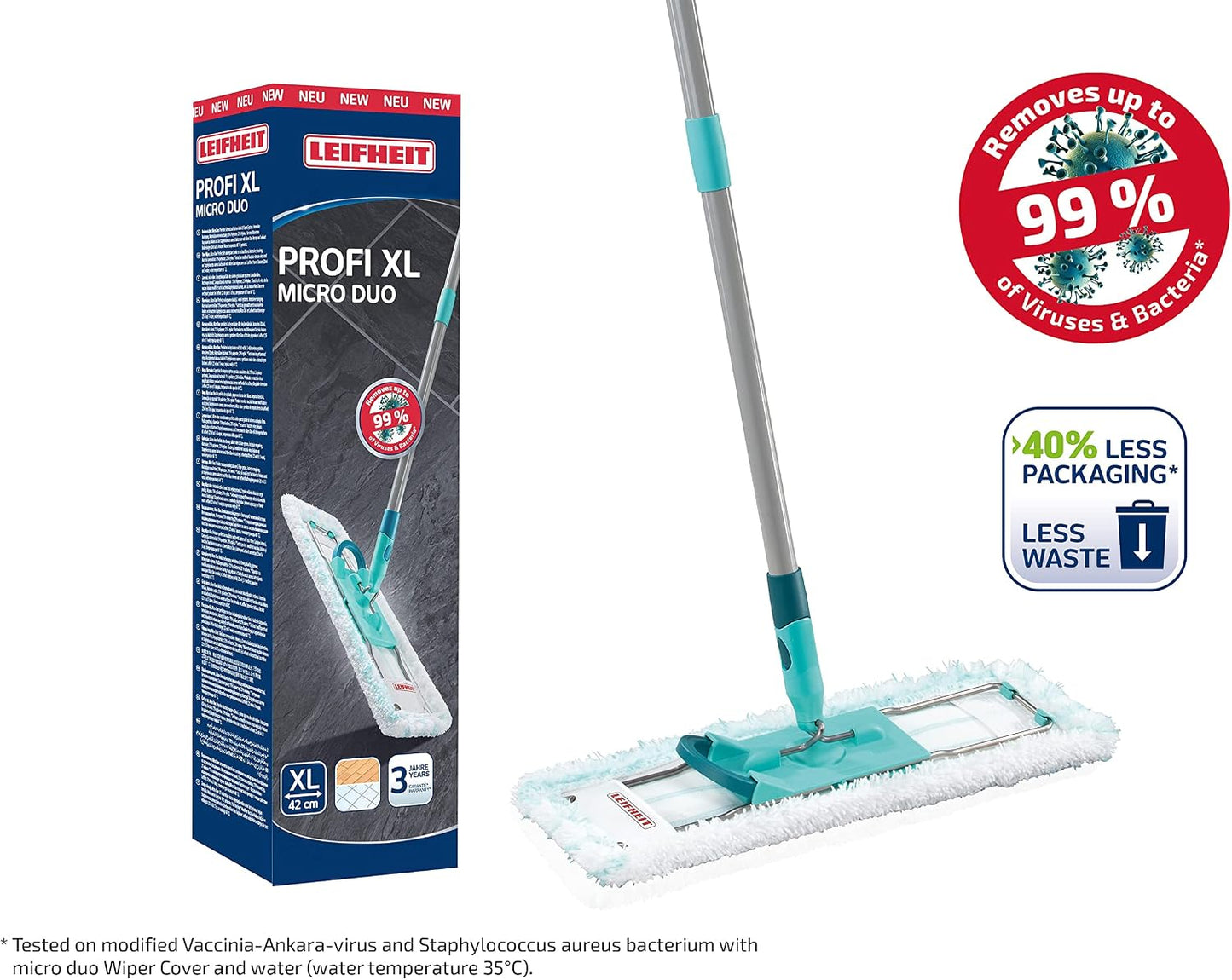 Mopa microfibra gruesa 18pulg mango 3 partes turquesa