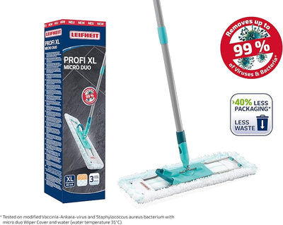 Mopa microfibra gruesa 18pulg mango 3 partes turquesa