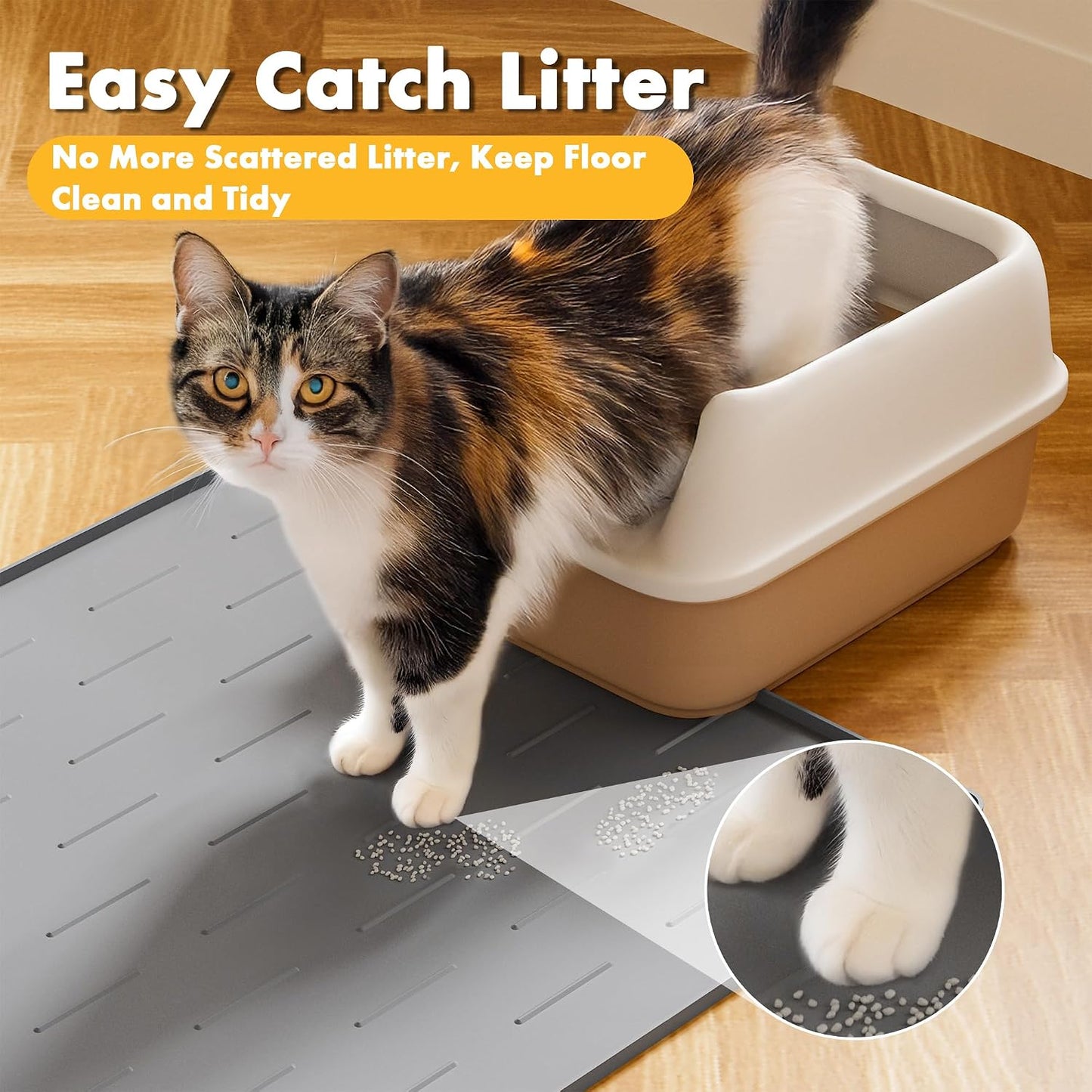 Tapete silicona para arena gatos 34x22pulg suave y fácil de limpiar