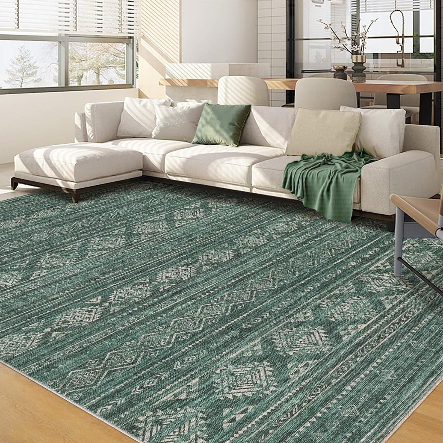 Tapete estilo bohemio neutro 9x12ft para sala interiores