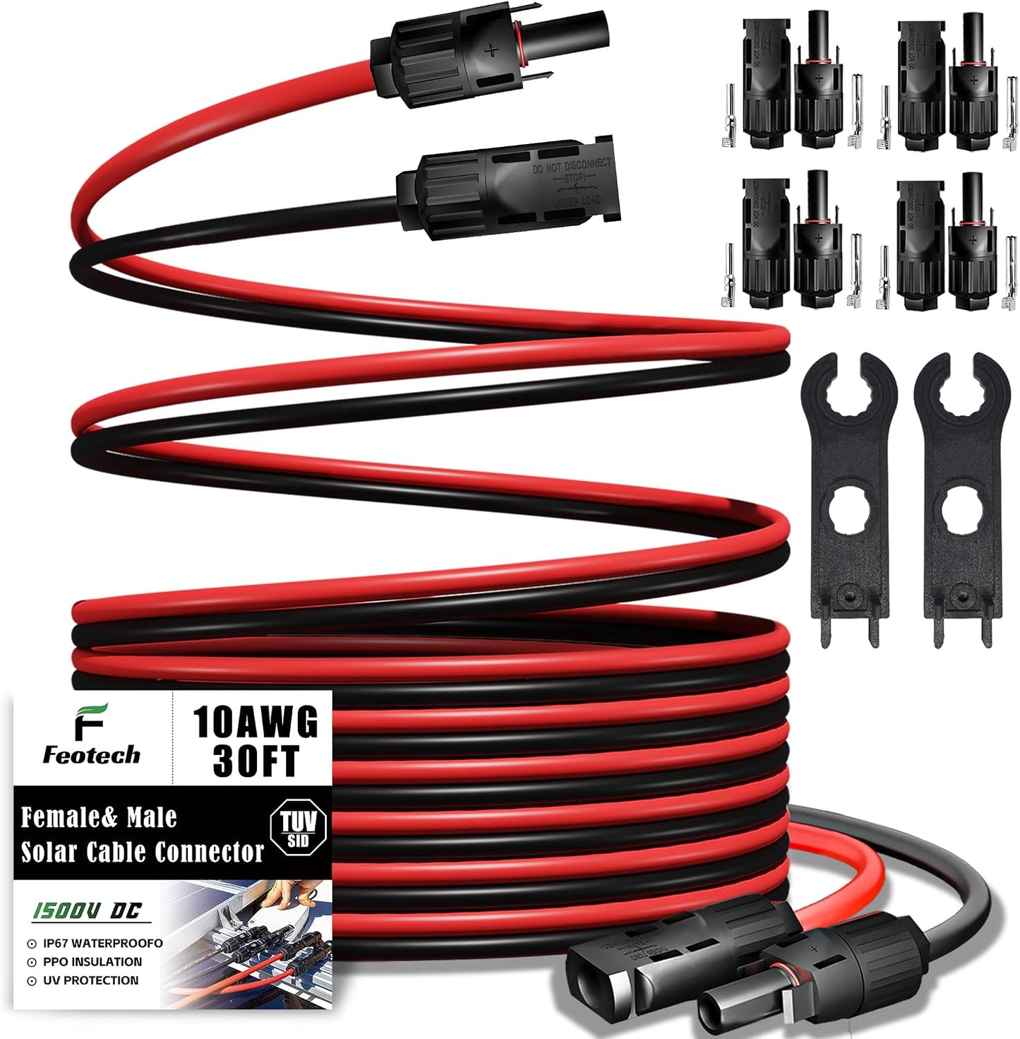 Cable extensión solar doble 30pies IP67 10AWG